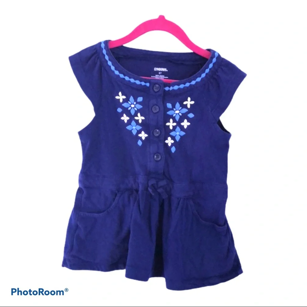 Cottagecore‎ Blue Embroidery Peplum Top 5T